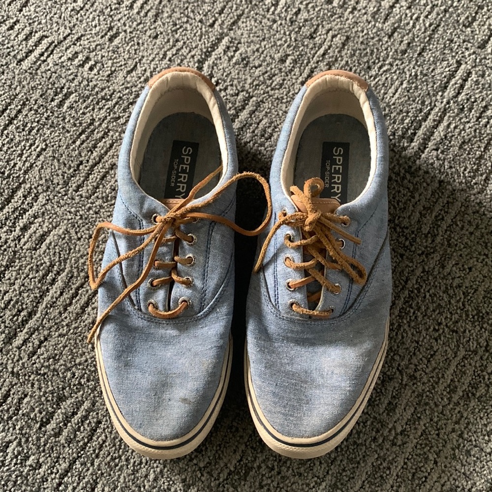 Sperry Mens Striper II CVO Baja Linen Sneaker Blue Size 10